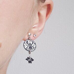 Dark silver fairy earrings